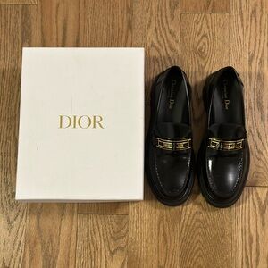 Dior Women’s Code Black Brushed Calfskin Loafers Size 41
